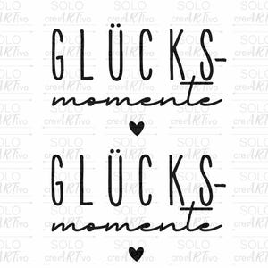 Rub On Glücksmomente, E101, Aufkleber, schwarz weiß, Sticker RubOn Schriftzug Rubbelsticker, Raysin, Windlicht, Vase, Glas, Aufbewahrung