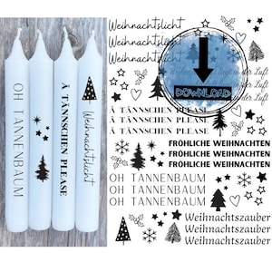 PDF template - Ä Tännschen Please - 049 black taper candles tattoo candle tattoos waterslide film file print template DIY last minute