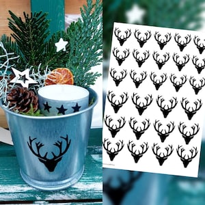 DIN A5 Aufkleber 27 Hirschköpfe 2 Größen Hirschgeweih Hirsch Geweih Kopf Sticker Aufkleber Stickerbogen Aufkleberbogen Stickersheet