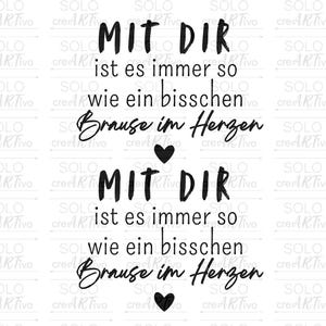 Rub Ons Brause im Herzen- E130 - borderless Rubons stickers, stickers for Raysin, Keraflott, wood, glass, stickers, RubOn, With you, black and white