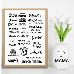 Rub Ons - MAMA - 028 randlose Rubons Sticker A5 Aufkleber Rub On Geschenk zum Muttertag - Mama ist die Beste für Mama  Danke - Geschenkidee