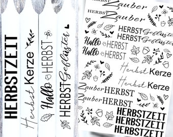 PDF Template for Candles - Herzbst Zauber - 09 Tattoos Candles Stick Candles Water Slide Film File Print Template DIY Print Last Minute
