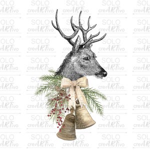 Rub Ons Weihnachten, Hirsch Glocken, M070, Hirsch, Geweih, Glassticker, Windlicht, Aufkleber, Sticker RubOn Rub On, Kranz, Weihnachtsglocken