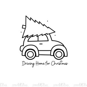 Rub Ons Weihnachten, Weihnachtsauto, M14, Driving home for Christmas, Glassticker, Windlicht, Aufkleber, Sticker RubOn Rub On Schwarz Weiß