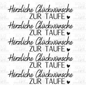 Rub On Taufe E135 Aufkleber, schwarz weiß, Sticker RubOn Schriftzug Klötzchen , Glückwunsch, Herzliche Glückwünsche zur Taufe, Reagenzglas