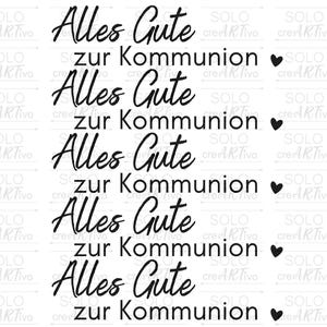 Rub On Kommunion E134 Aufkleber, schwarz weiß, Sticker RubOn Schriftzug Klötzchen Raysin, Glückwunsch, Alles Gute zur Kommunion, Reagenzglas