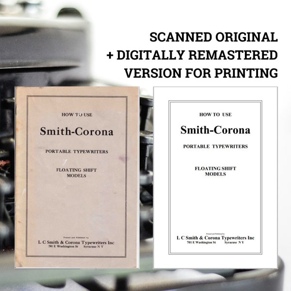 Smith Corona Portable Typewriter Instruction Manual - Instant Download