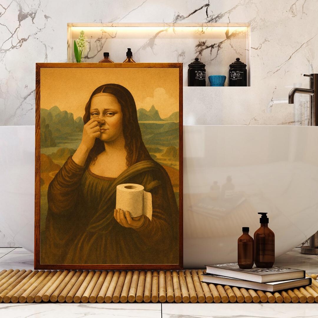 Funny Mona Lisa Poster | Mona Lisa Bathroom Poster | Mona Lisa Art ...