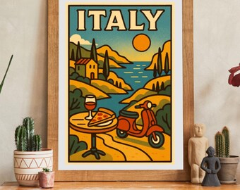 Vintage Italy Travel Poster | Mid-Century Modern Wall Art