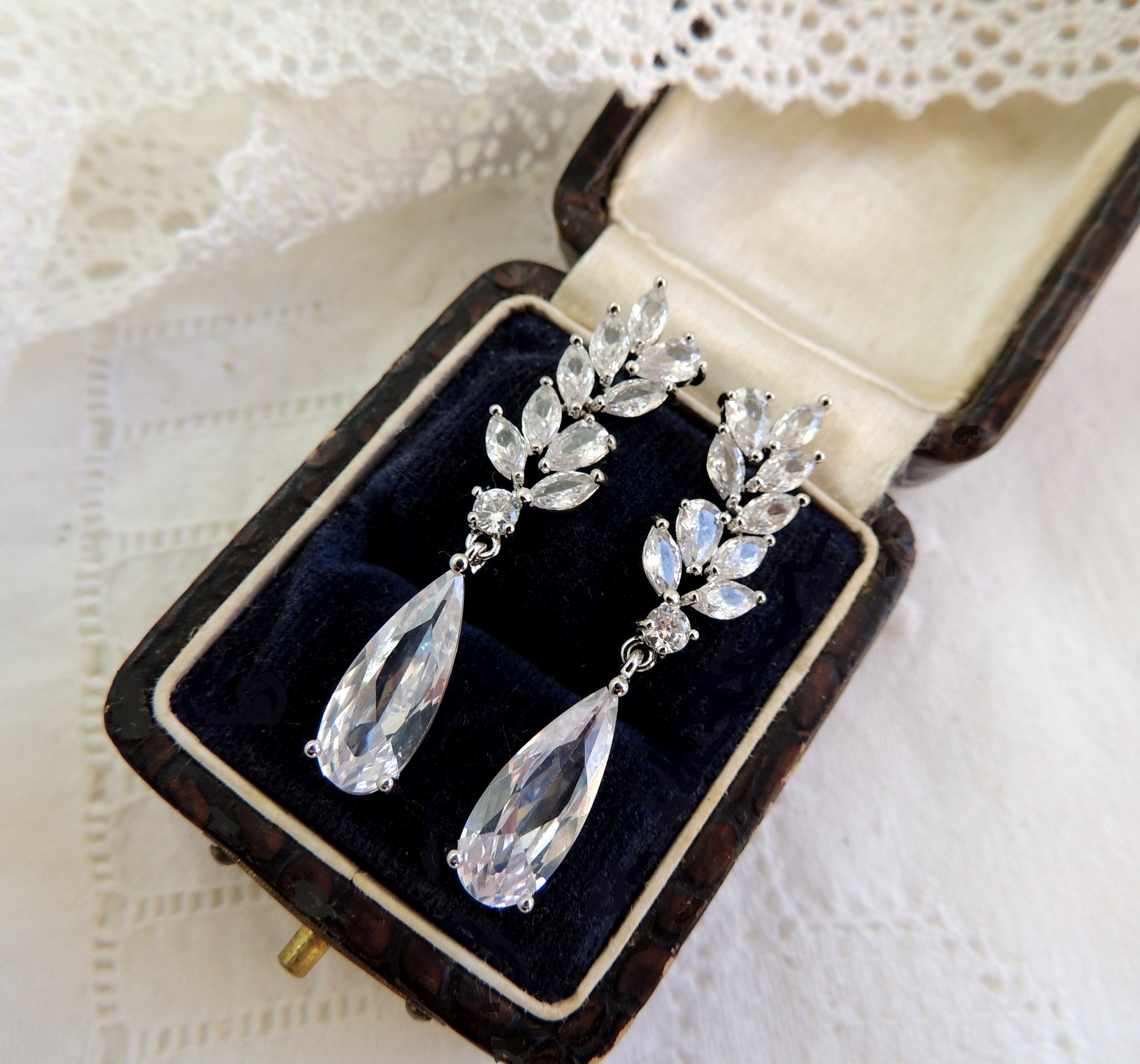 Diamonique drop hotsell earrings