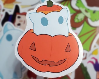 Pumpkin Cat Ghost Sticker