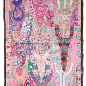 Vintage Wall Hanging Embroidery Wall Art Home Style Living Room Decor, Ethnic Vintage Banjara Tapestry, Tribal Patchwork Tapestry