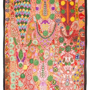 Vintage Wall Hanging Embroidery Wall Art Home Style Living Room Decor, Ethnic Vintage Banjara Tapestry, Tribal Patchwork Tapestry