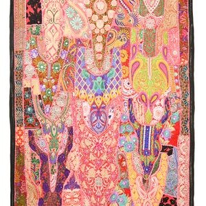 Vintage Wall Hanging Embroidery Wall Art Home Style Living Room Decor, Ethnic Vintage Banjara Tapestry, Tribal Patchwork Tapestry