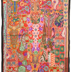 Vintage Wall Hanging Embroidery Wall Art Home Style Living Room Decor, Ethnic Vintage Banjara Tapestry, Tribal Patchwork Tapestry