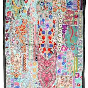 Vintage Wall Hanging Embroidery Wall Art Home Style Living Room Decor, Ethnic Vintage Banjara Tapestry, Tribal Patchwork Tapestry
