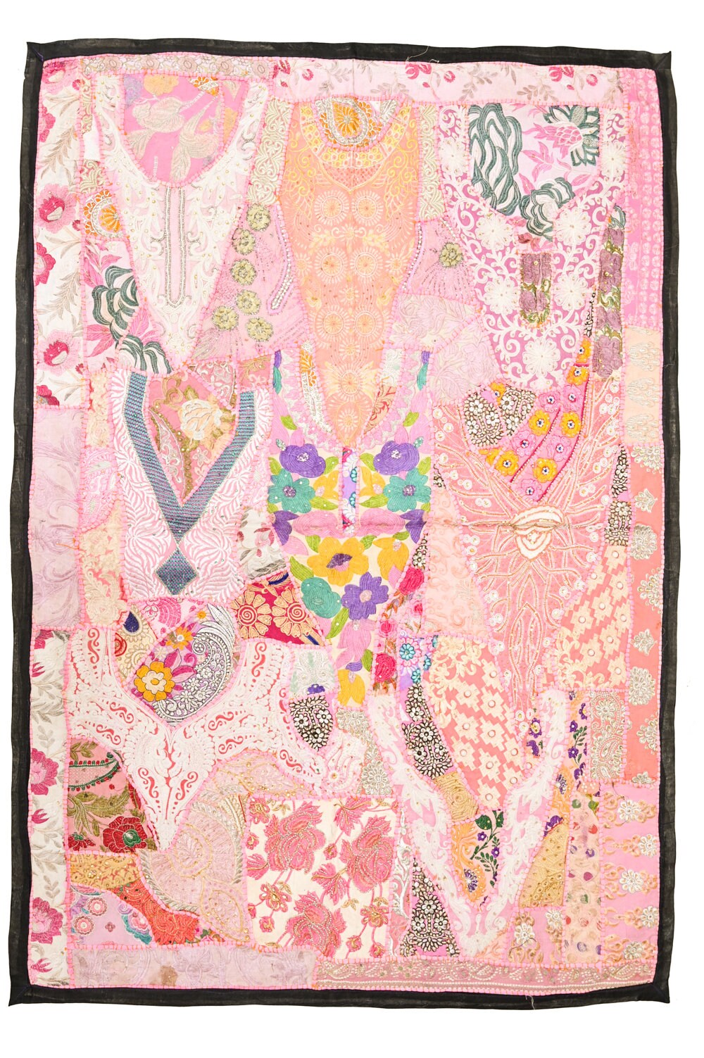 Vintage Wandbehang Stickerei Wand Kunst Home Style Wohnzimmer Dekor, ethnische Vintage Banjara Wandteppich, Stammes Patchwork Wandteppich