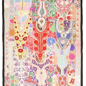 Vintage Wall Hanging Embroidery Wall Art Home Style Living Room Decor, Ethnic Vintage Banjara Tapestry, Tribal Patchwork Tapestry