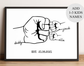 Personalised Fathers Day Gift, Hand Drawn Dad Gift From Kids, Daddy Birthday, First Fathers Day Gifts for Dad Grandad, Custom New Dad Gift