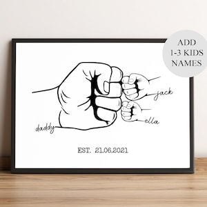 Personalised Fathers Day Gift, Hand Drawn Dad Gift From Kids, Daddy Birthday, First Fathers Day Gifts for Dad Grandad, Custom New Dad Gift