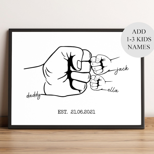 Personalised Fathers Day Gift, Hand Drawn Dad Gift From Kids, Daddy Birthday, First Fathers Day Gifts for Dad Grandad, Custom New Dad Gift