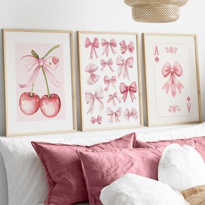 trendy pink bows wall art