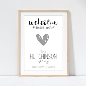 Personalised Family Name Print, Welcome to Our Home Print. First / New Home Gift. Our Family Print. Family Tree Print A4 Framed.