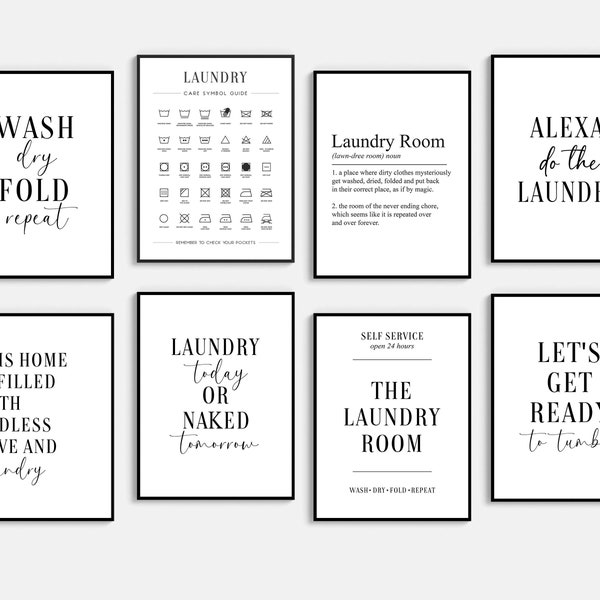 Laundry Room Prints, utility room Gallery Wall Art, washing machine set of prints. Funny poster. Home Decor Printable art. Typography print.