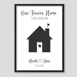 Personalised New Home Gift, Housewarming Gift, New Home Print. Our First Home Gift for Couple, Forever Home Print or Framed.
