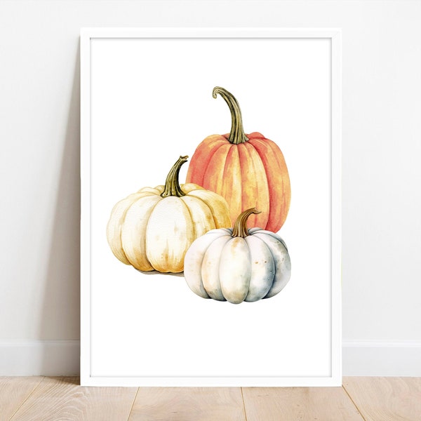 Autumn Print, Pumpkin Home Decor Poster. Seasonal Decor Autumnal Prints. Fall Decorations. Pumpkin kitchen Wall Art Sign. Digital Download.