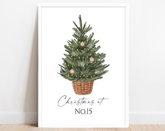 Personalisierter Weihnachtsdruck, Weihnachtsbaum-Wandkunst, Feiertagsdekor. Druckbare, Weihnachtsdruck, Winter Dekoration Schild. Digitaler Download.