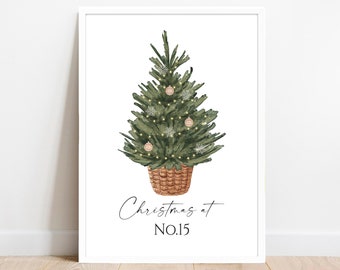 Personalised Christmas Print, Christmas Tree Wall Art, Holiday Decor. Printable, Christmas Print, Winter Decoration Sign. Digital Download.