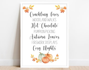 Autumn Description Text Print. Autumnal home Decor Prints. Autumn vibes. Autumn prints. Seasonal prints. Fall Decor Wall Art. Print / Framed