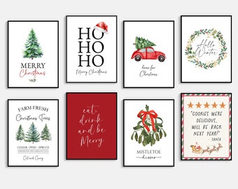 Set of 24 Christmas Prints. Classic Christmas Printable wall art. Cozy Christmas bundle. Xmas Gallery wall. Seasonal holiday decor. Santa.