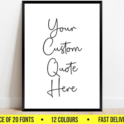Custom Quote Print Sign Framed Canvas Wall Art Poster Etsy