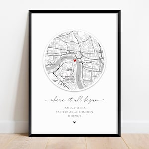Impression personnalisée où nous nous sommes rencontrés. Cadeau de Saint-Valentin pour elle. Anniversaire femme mari petit ami.  Cadeau de mariage de carte personnalisée. Affiche de couple.