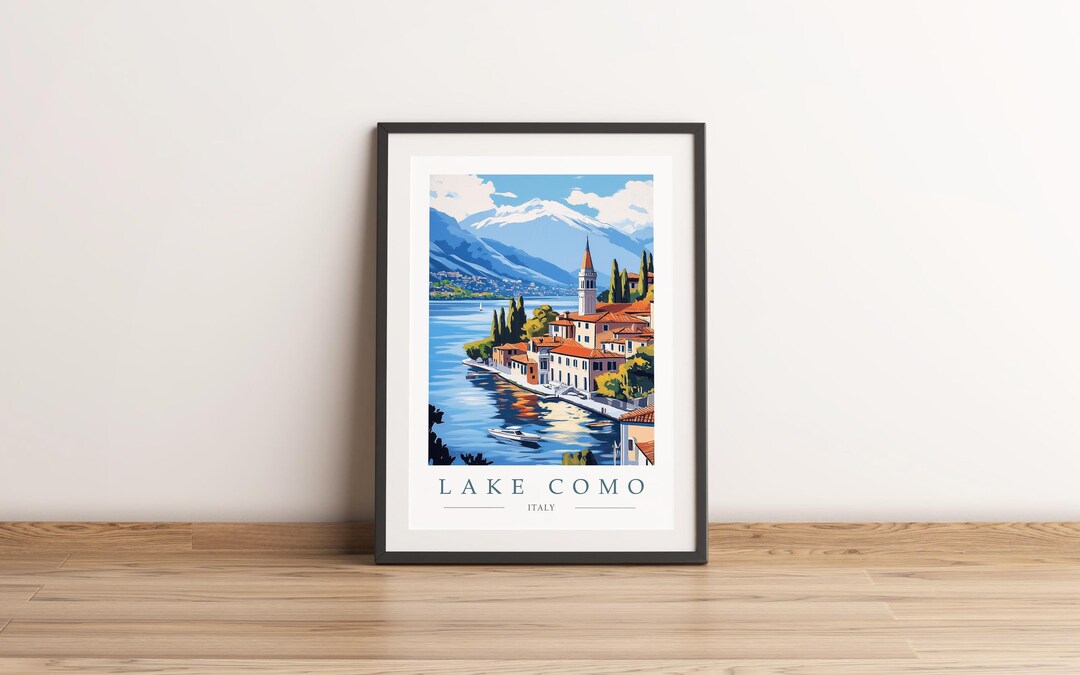 lake como italy travel poster art print (digital... Lake Como Travel Poster Print - Italy - Italian Art - Mediterranean ...