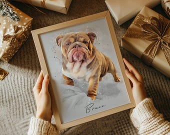 Custom Dog Portrait From Photo - Draw My Dog - Pet Loss Memorial Gift - Dog Lover Art Print - A4, A3, Digital Download, Christmas Gift