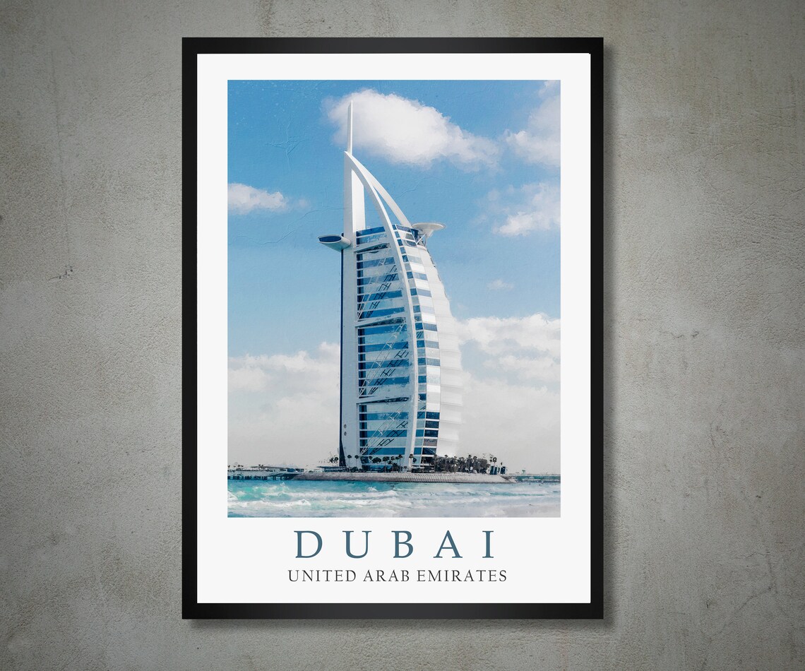 Dubai Print Dubai Travel Poster United Arab Emirates Etsy
