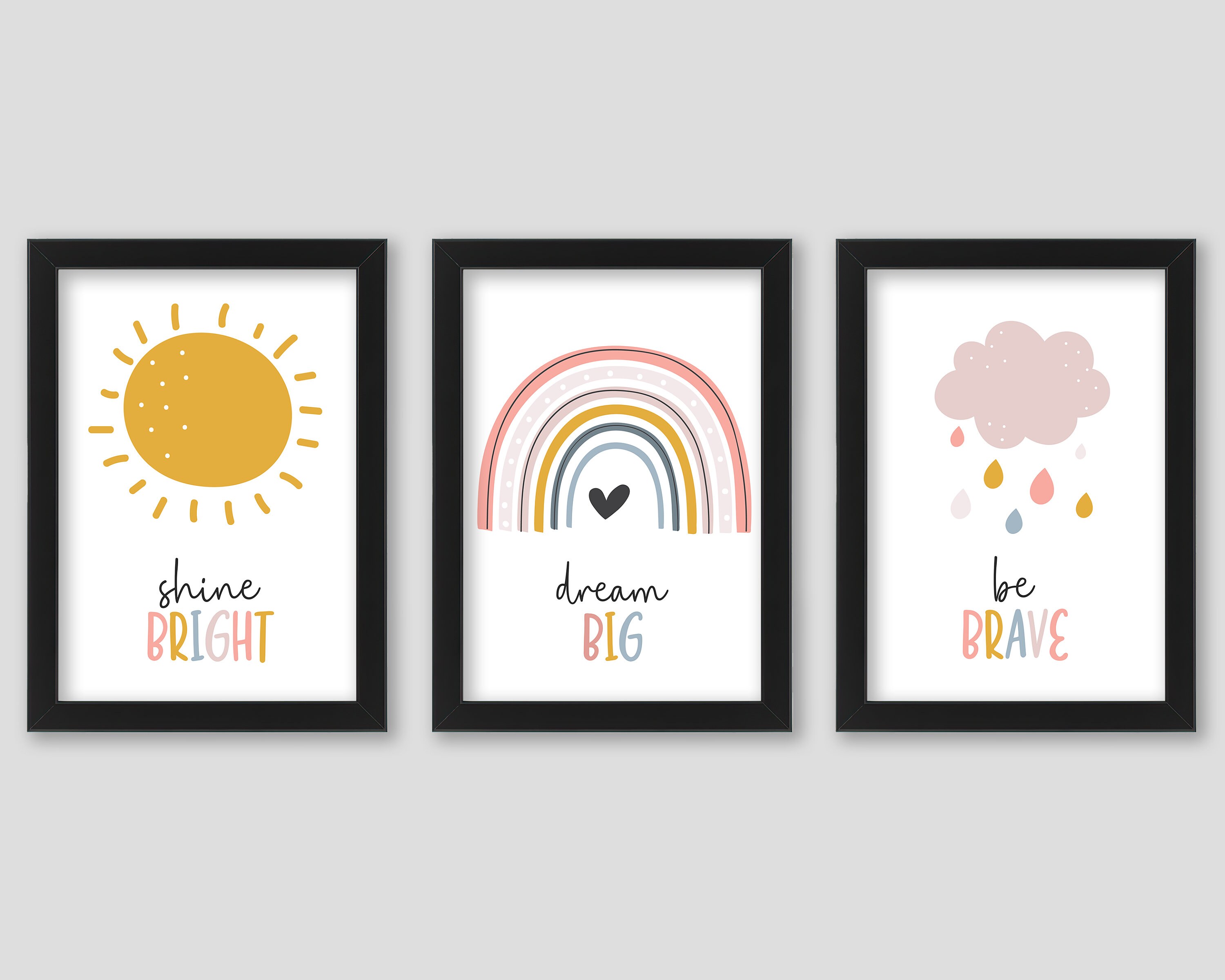 Nursery Wall Art Set of 3 Prints. Baby Girl Rainbow Nursery Etsy UK
