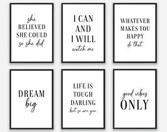 Inspirational Positive Motivational Prints, Female / Women Empowerment Wall Art Quotes. Positive Affirmations. Funny Office Poster.