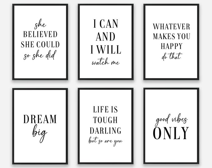 Inspirational Positive Motivational Prints, Female / Women Empowerment Wall Art Quotes. Positive Affirmations. Funny Office Poster.