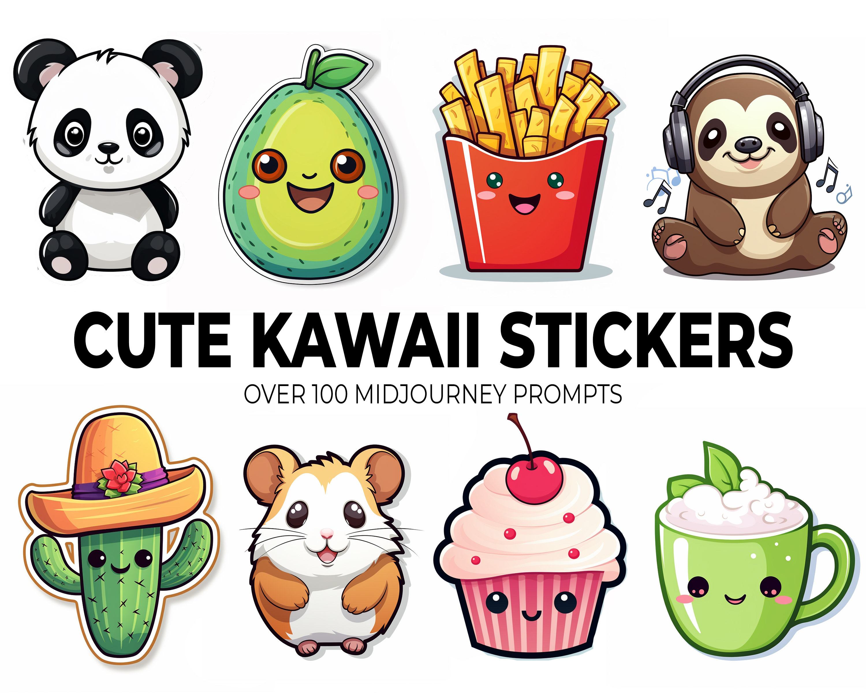 Prompts for Cute Kawaii Sticker Graphic by Milano Creative