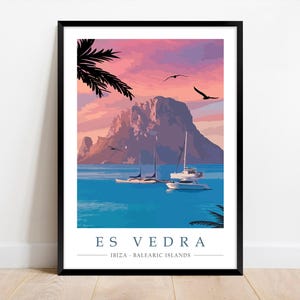 Es Vedra Ibiza Travel Poster Art Print. Ibiza Spain. Holiday Travel Gift Wall Art. Balearic Islands