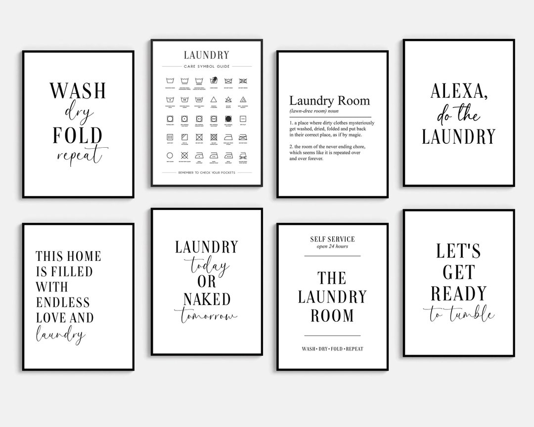Laundry Room Prints, Utility Room Gallery Wall Art, Washing Machine Set ...