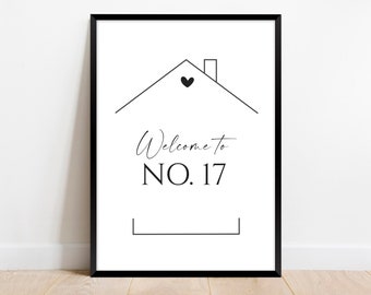 Personalised House Number Print, New Home Prints, Housewarming Gift, Moving Home. First Home couple Gift. Home Decor, Family Home Wall Art.