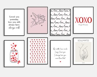 Valentines Day Printables Set of 22. Valentines day Decor. Romantic Gallery wall art. Love print. Couple Anniversary gift him or her.