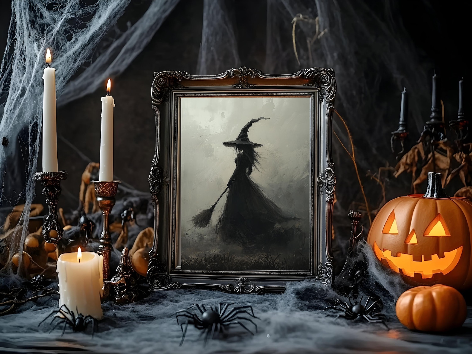 Witch Halloween Wall Art. Spooky Halloween Decor Print. Gothic Dark Art ...