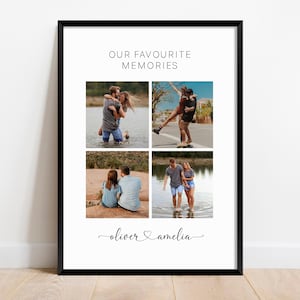Personalisierte Valentinstag Geschenk. Paar Wandkunst für Freund oder Freundin. Foto-Collage-Druck. Jubiläum Geschenk Him Her. Personalisiertes Poster.