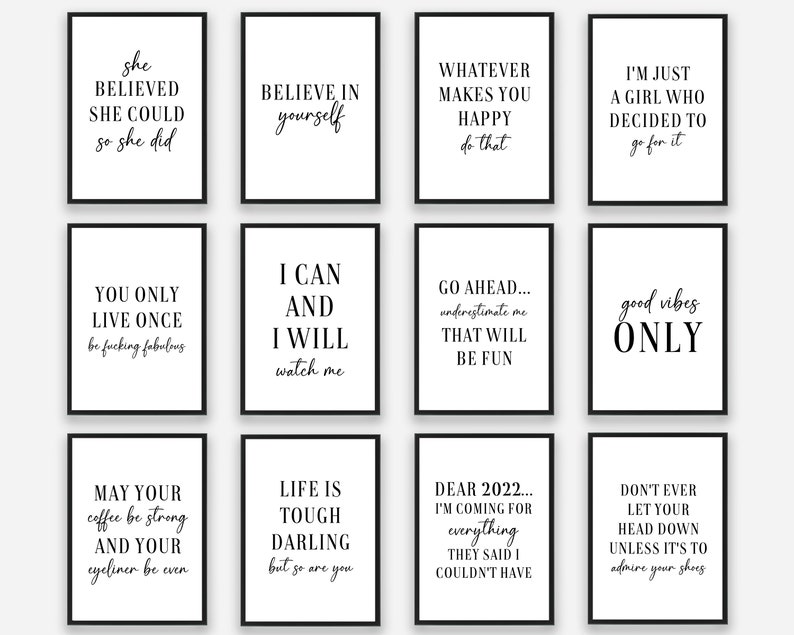 Inspirational Positive Motivational Prints, Female / Women Empowerment Wall Art Quotes. Positive Affirmations. Funny Office Poster. image 2